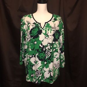 Long Sleeve Hawaii Print Alfred Dunner